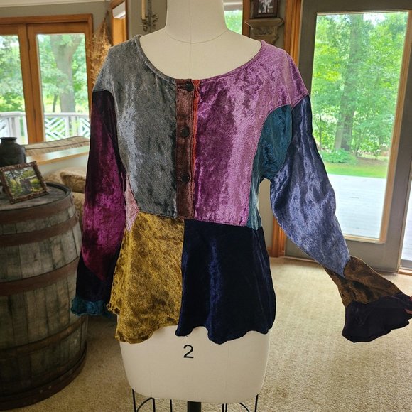 Velvet Patchwork Blouse - Picture 3 of 4